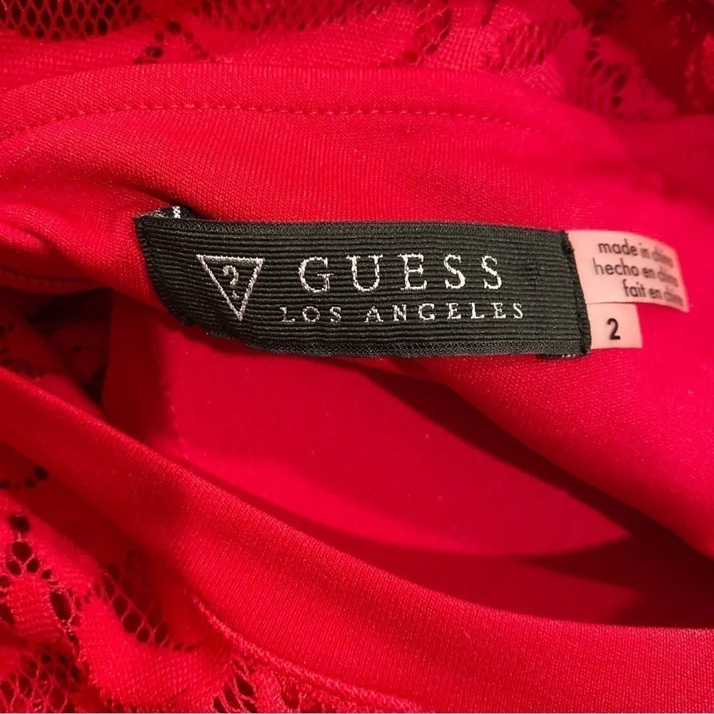 GUESS | Lace Sleeveless Knee Length Dress Red Size 2 - Picture 5 of 6